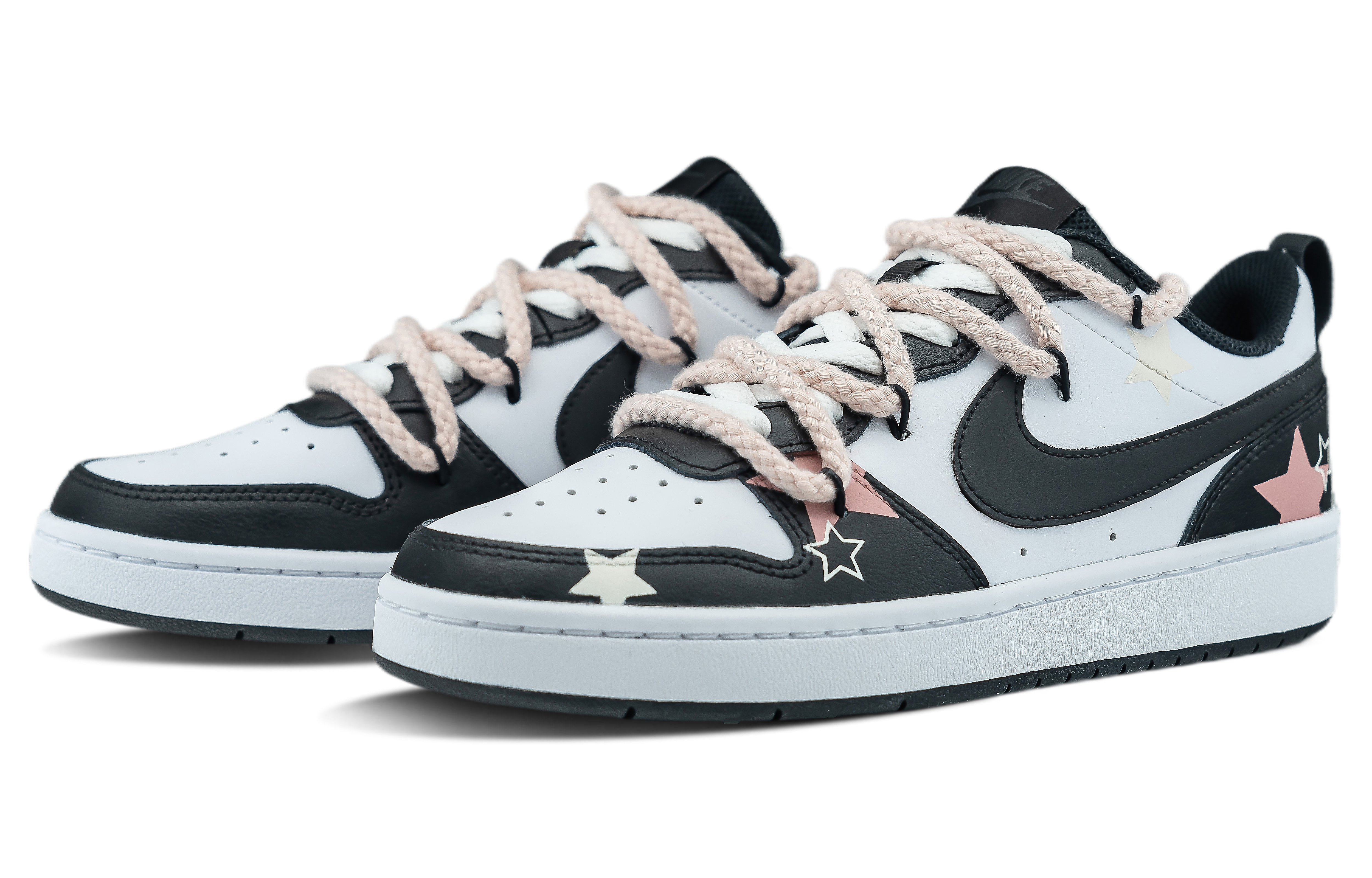 Purchase (W) ナイキ コートバーロウ2 "ピーカブー 黒ピンク" (カスタム) BQ5448-115（Team拾陆-暗粉星芒女款特殊礼盒）