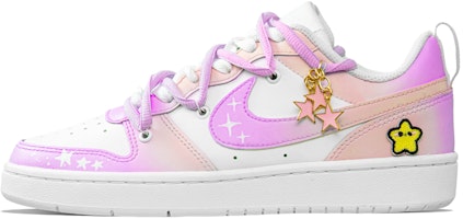 【訂製球鞋】Nike Court Borough 2 漸變 星星 簡約 防滑耐磨 低筒 板鞋 女款 粉色 Order 【訂製球鞋】Nike Court Borough 2 漸變 星星 簡約 防滑耐磨 低筒 板鞋 女款 粉色