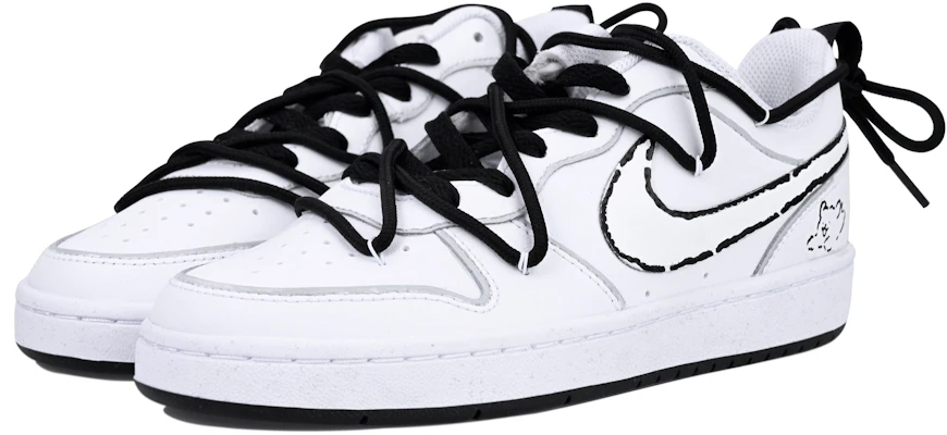 【客製化球鞋】 Nike Court Borough Vlad 線條狗狗 防滑減震 低筒 板鞋 女款 黑白 Lookbook 【客製化球鞋】 Nike Court Borough Vlad 線條狗狗 防滑減震 低筒 板鞋 女款 黑白