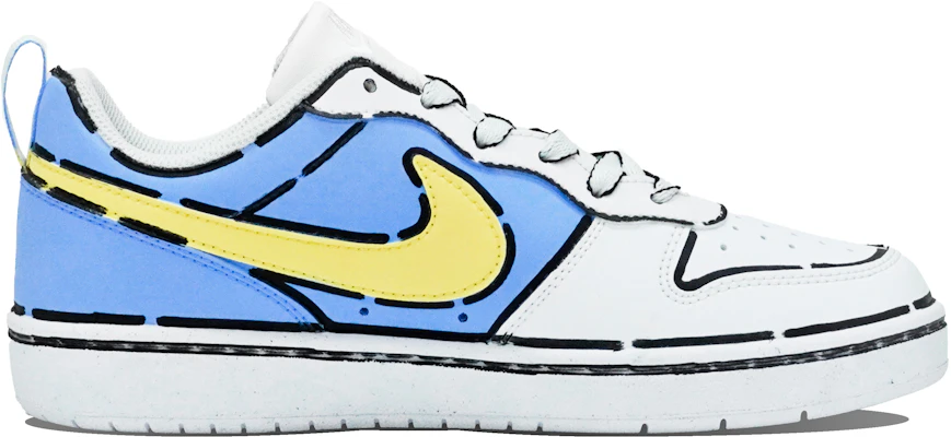 【定製球鞋】Nike Court Borough ABLOODING 飛天小偵探 泡泡 二次元混亂線條 撕漫風 卡通動畫 低筒 板鞋 女款 藍色 Shop 【定製球鞋】Nike Court Borough ABLOODING 飛天小偵探 泡泡 二次元混亂線條 撕漫風 卡通動畫 低筒 板鞋 女款 藍色