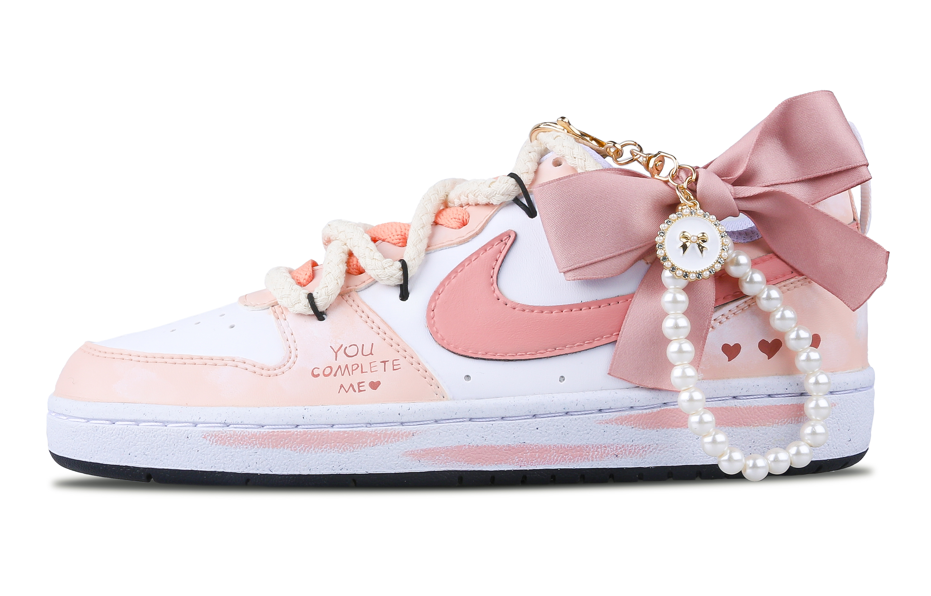 Buy (W) [Sepatu Kustom] Nike Court Borough 'Cinnamon Bow' DV5456-104(Team43-女款香奈蝴蝶结)