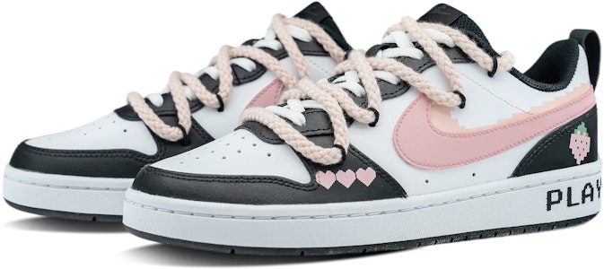 【定製球鞋】 Nike Court Borough PEEKABOO甜酷莓莓 特殊禮盒 少女甜美 潮流百搭 皮革 厚底 防滑耐磨 低筒 板鞋 女款 黑粉 Purchase 【定製球鞋】 Nike Court Borough PEEKABOO甜酷莓莓 特殊禮盒 少女甜美 潮流百搭 皮革 厚底 防滑耐磨 低筒 板鞋 女款 黑粉