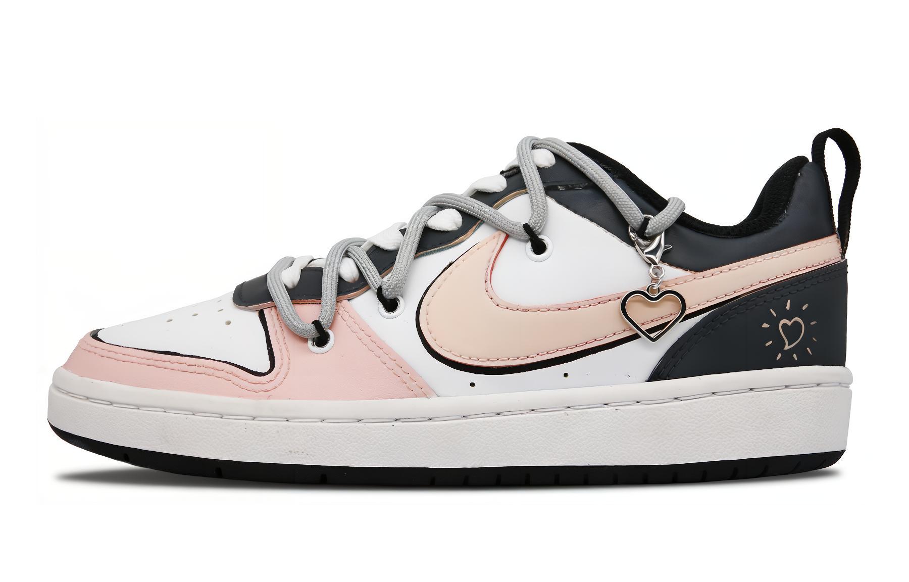 [Custom Shoes] (W) Nike Court Borough 'Pink Black Half Sugar Sweetheart'