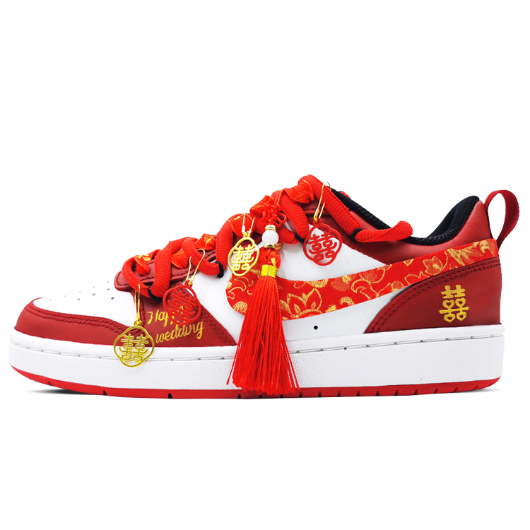 Buy (W) [定制鞋] 耐克 Court Borough '红白喜定制中式婚礼' BQ5448-007(Team289-秦晋之好）