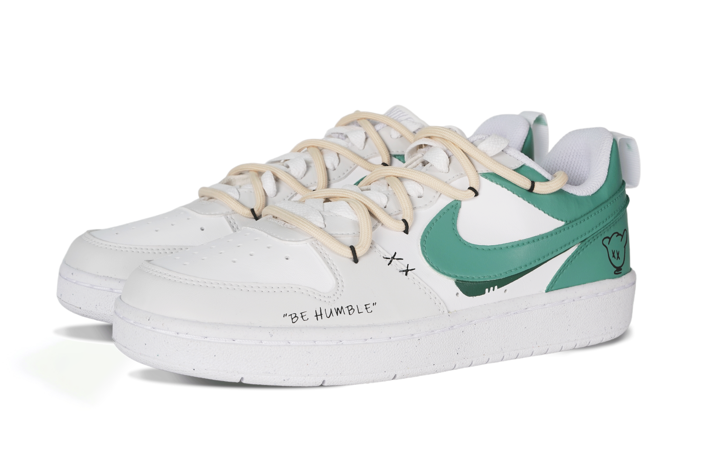 Shop (W) [Sepatu Custom] Nike Court Borough 'Putih-Hijau Deconstructed' DV5456-106(Team86-xx)