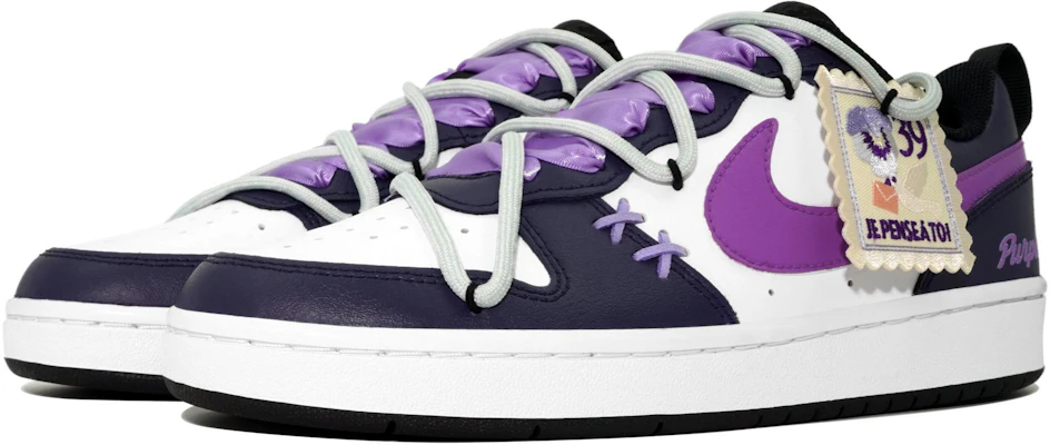 【定製球鞋】Nike Court Borough 萬花弄 三色堇 花朵 潮流 休閒 舒適 時尚 百搭 防滑輕便 低幫 板鞋 女款 白紫 Shop 【定製球鞋】Nike Court Borough 萬花弄 三色堇 花朵 潮流 休閒 舒適 時尚 百搭 防滑輕便 低幫 板鞋 女款 白紫