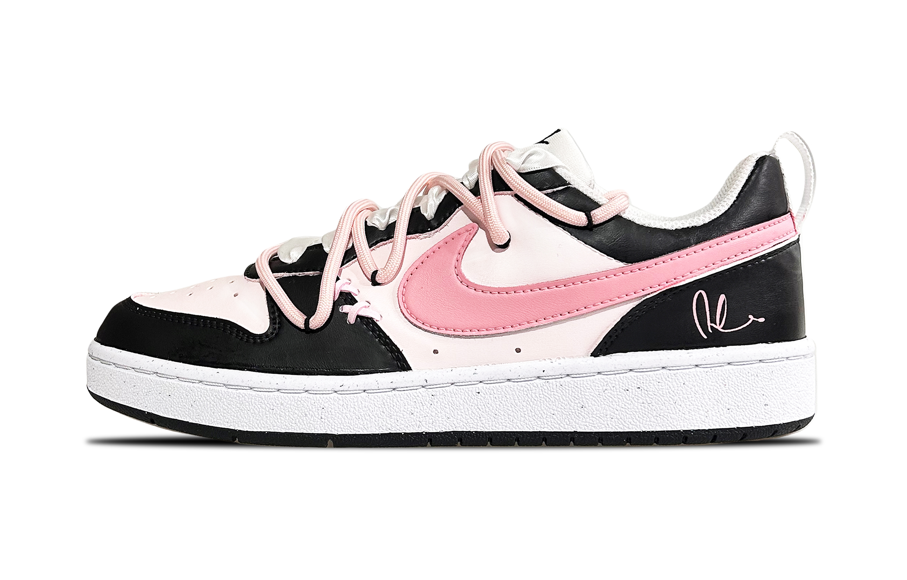 Buy (W) [定制鞋] 耐克Court Borough Low 2 黑粉色款 DV5456-104(Team49-奶盖莓莓）