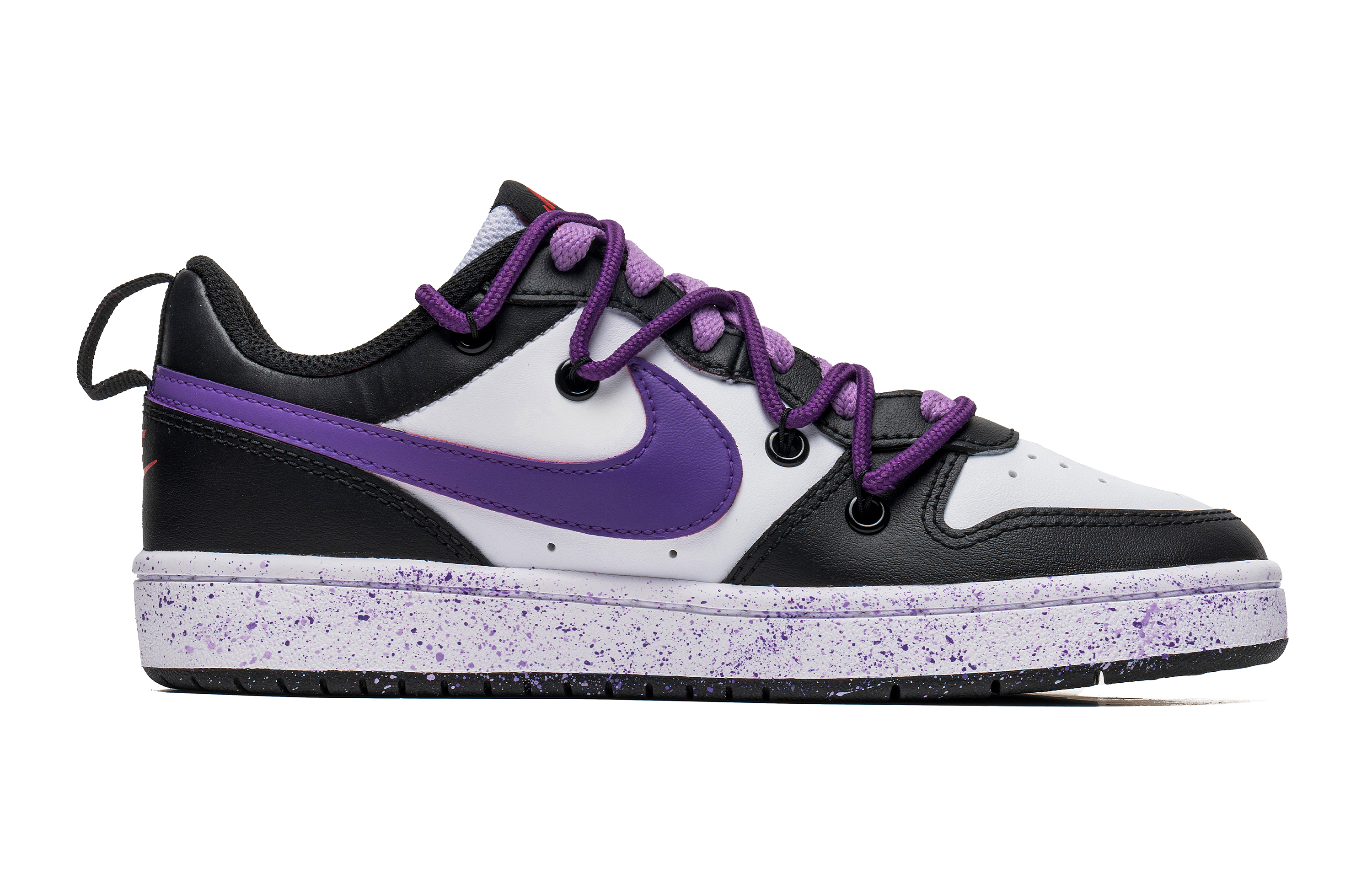 Buy 【訂製球鞋】Nike Court Borough Low 2 紫金三勾 潑墨 低筒 板鞋 女款 黑白紫