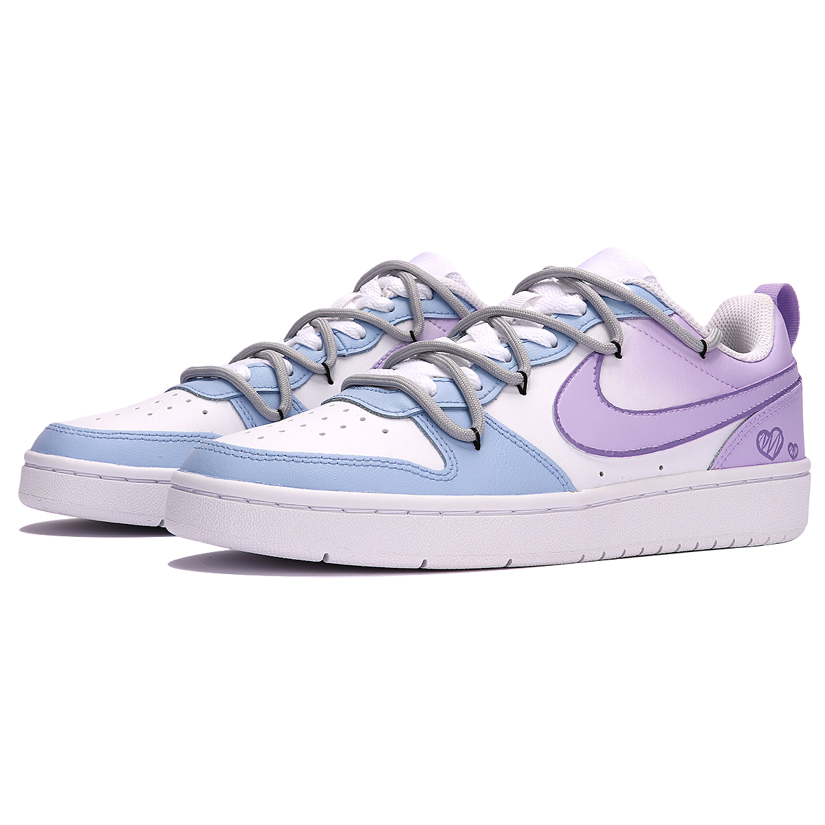 Lookbook (W) [Kasut Tersuai] Nike Court Borough Low 2 'Biru Ungu Senja' BQ5448-100(TeamThree-蓝紫晚空-蓝紫)