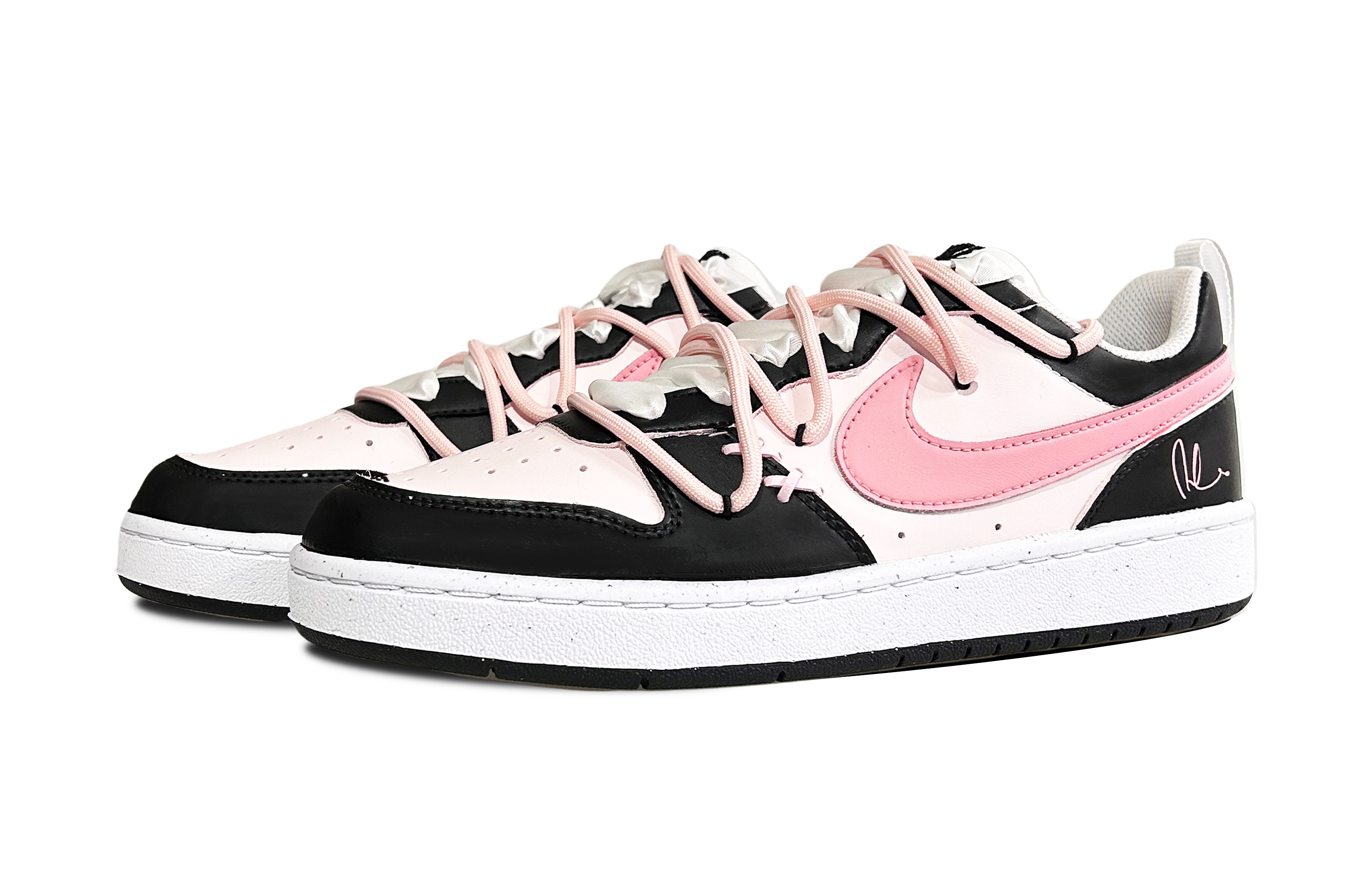 Lookbook (W) [定制鞋] 耐克Court Borough Low 2 黑粉色款 DV5456-104(Team49-奶盖莓莓）