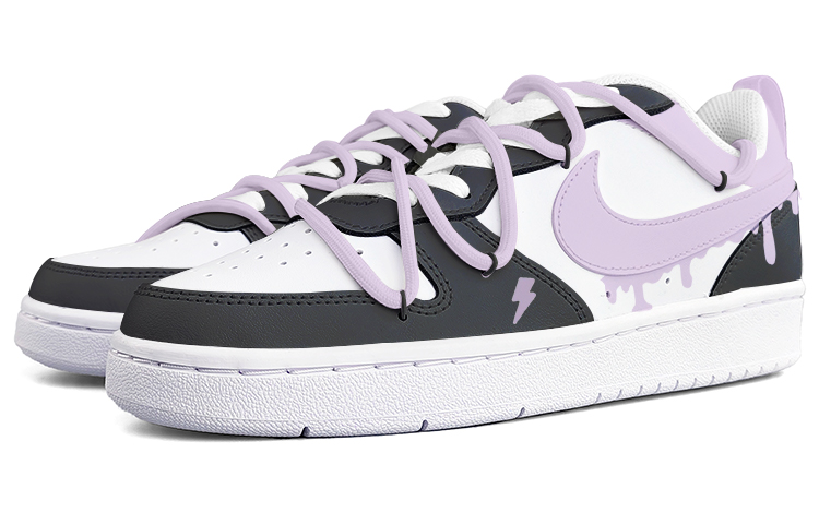 Shop (W) Zapatillas Nike Court Borough Low 2 'Negro Púrpura Relámpago' BQ5448-100(Team13-黑紫闪电)