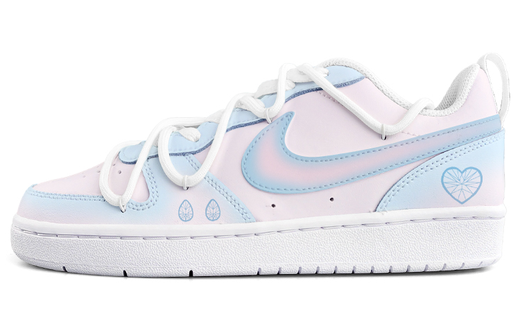 Buy 【訂製球鞋】 Nike Court Borough Low2 水晶 粉藍 漸變 少女風 手繪 解構鞋帶 低筒 板鞋 女款