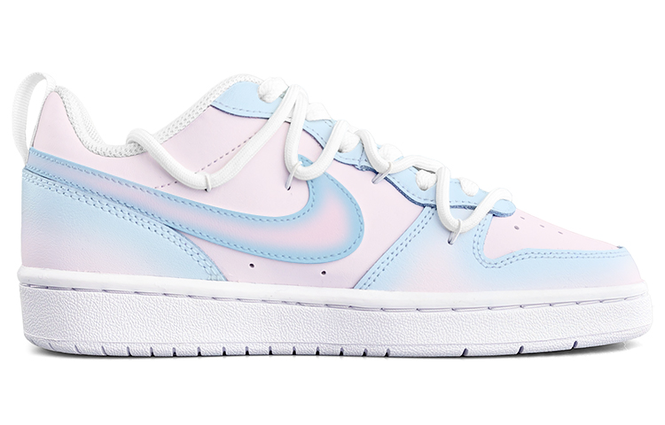 Order 【訂製球鞋】 Nike Court Borough Low2 水晶 粉藍 漸變 少女風 手繪 解構鞋帶 低筒 板鞋 女款