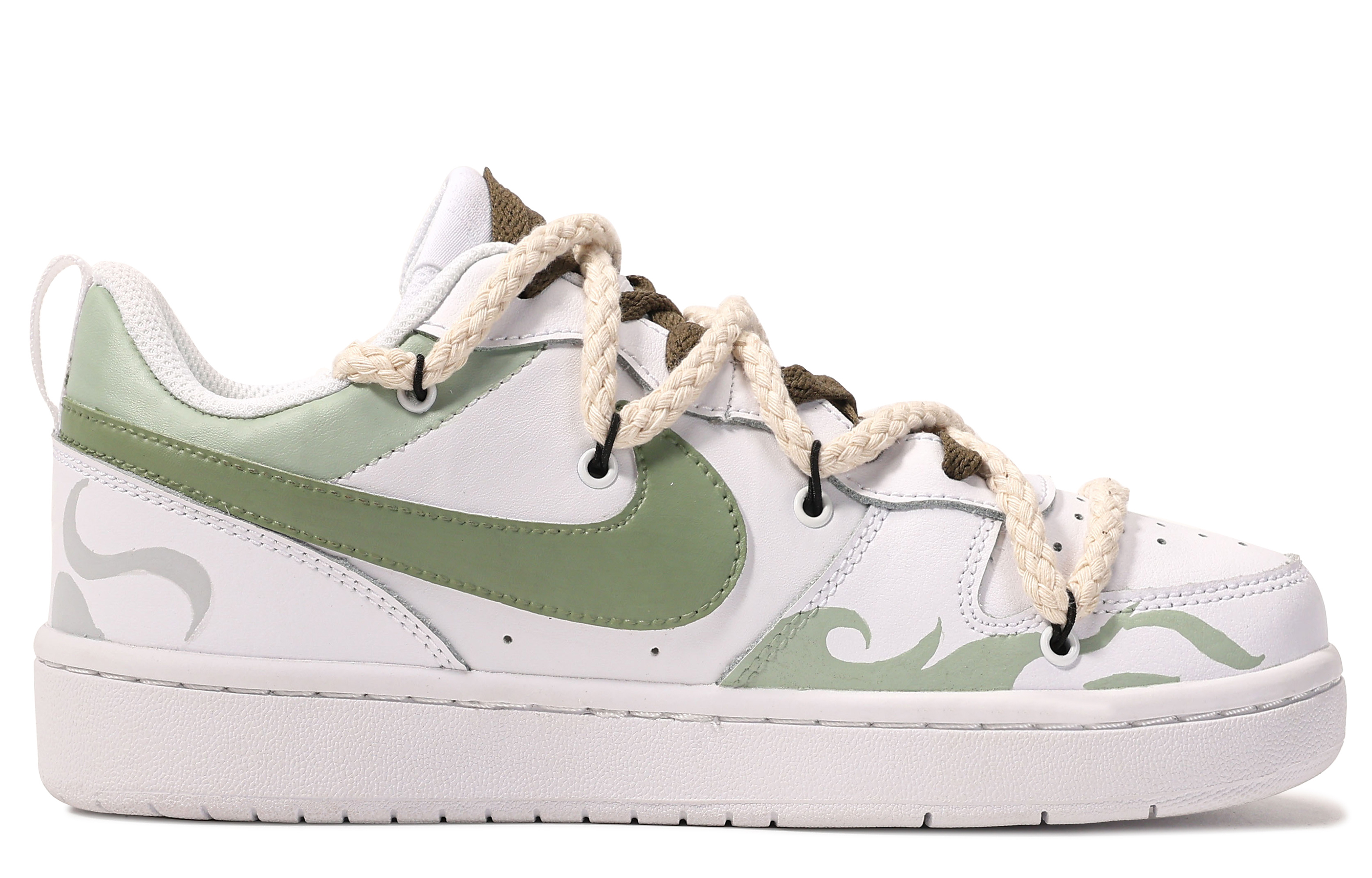 Order (W) [Kasut Custom] Nike Court Borough Low 2 'Da Vinci Custom Hijau Putih' BQ5448-100(TeamM-女款一池绿水)