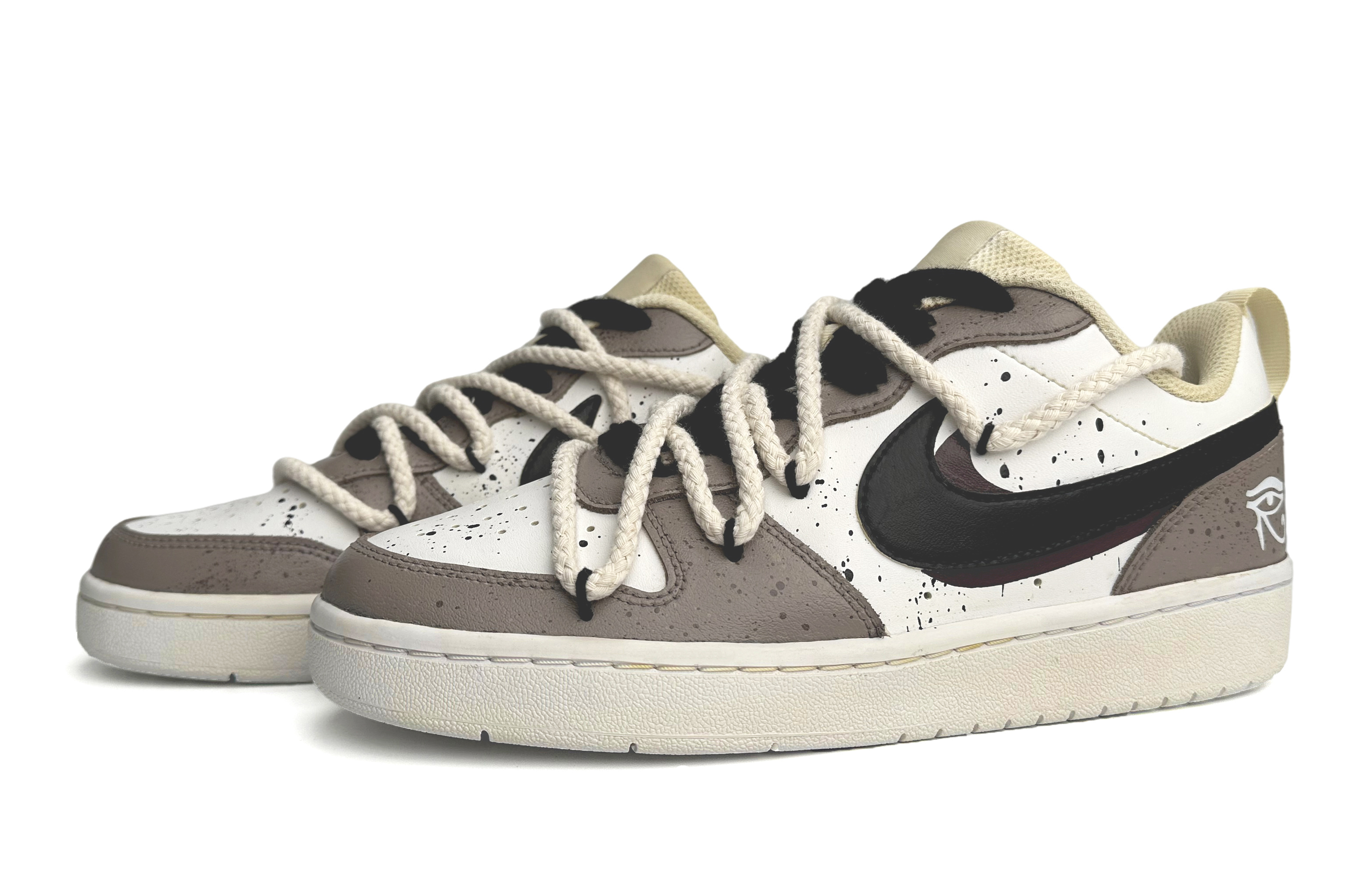 Lookbook [Custom Shoes] (Women) Nike Court Borough Low 2 'Eye of Horus Brown White'