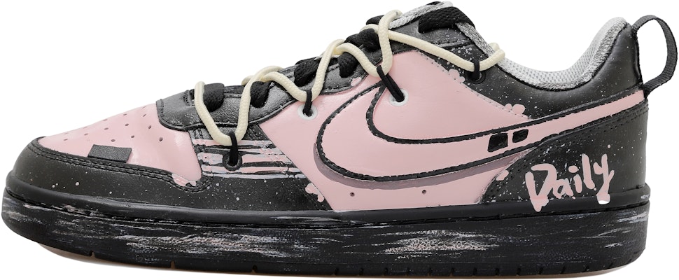 【客製球鞋】Nike Court Borough Low 2 OKHR 街頭塗鴉 潑墨 做舊解構風 低筒 板鞋 女款 黑粉 Buy 【客製球鞋】Nike Court Borough Low 2 OKHR 街頭塗鴉 潑墨 做舊解構風 低筒 板鞋 女款 黑粉