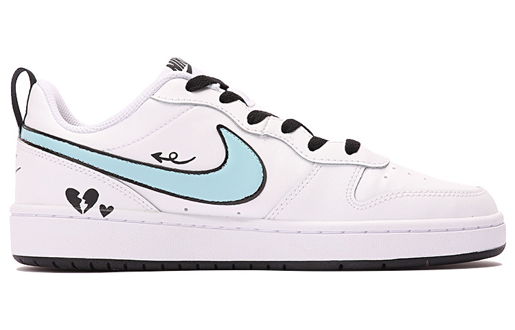 Order (W) [定制鞋] 耐克Court Borough Low 2 "涂鸦黑白" BQ5448-104(TeamThree-女款心之所向黑白)