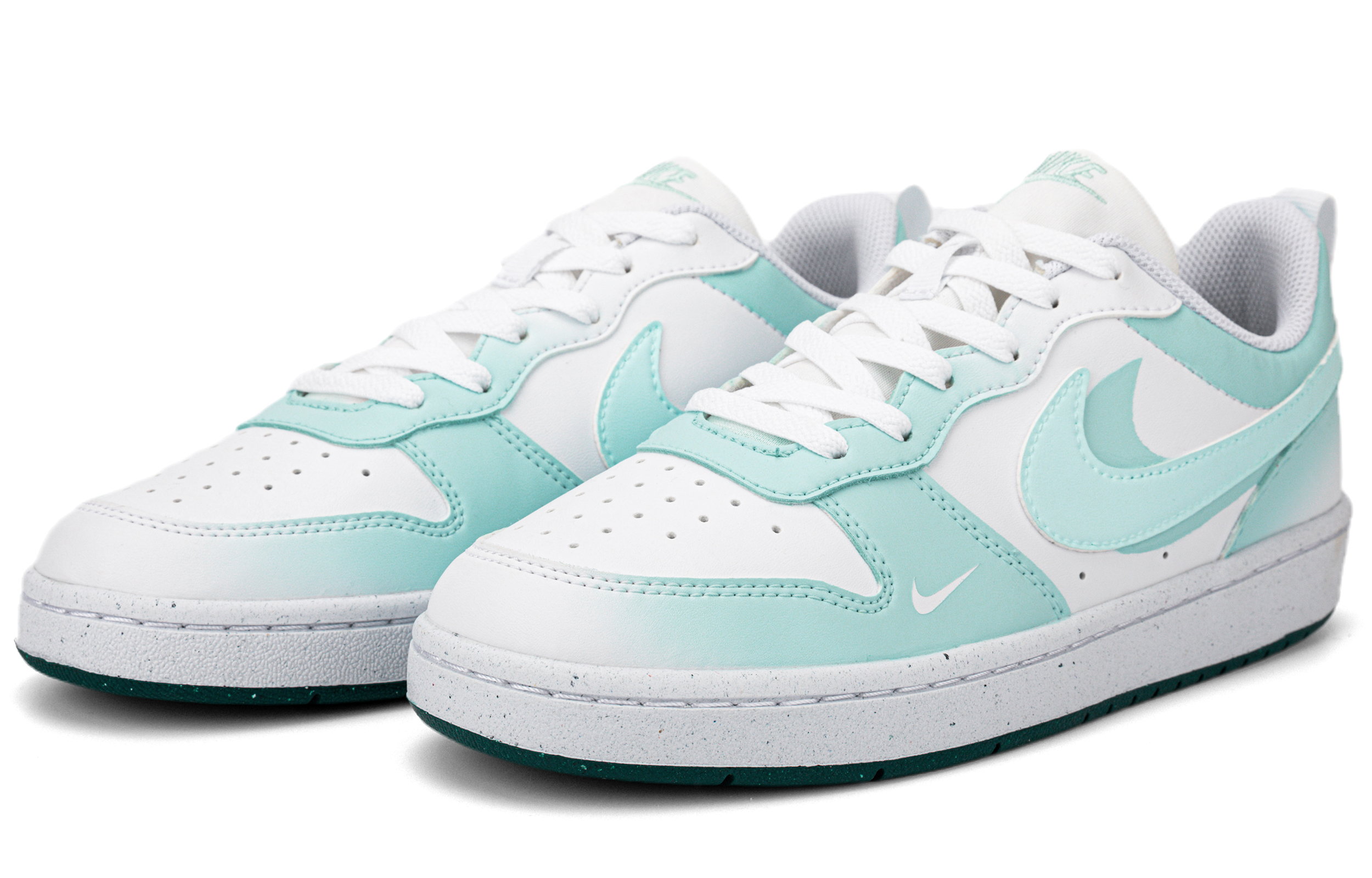Lookbook 【定製球鞋】Nike Court Borough Low 2 簡約 手繪 雙鉤陰影 漸變薄荷綠 抗滑快乾 低筒 板鞋 女款 綠白