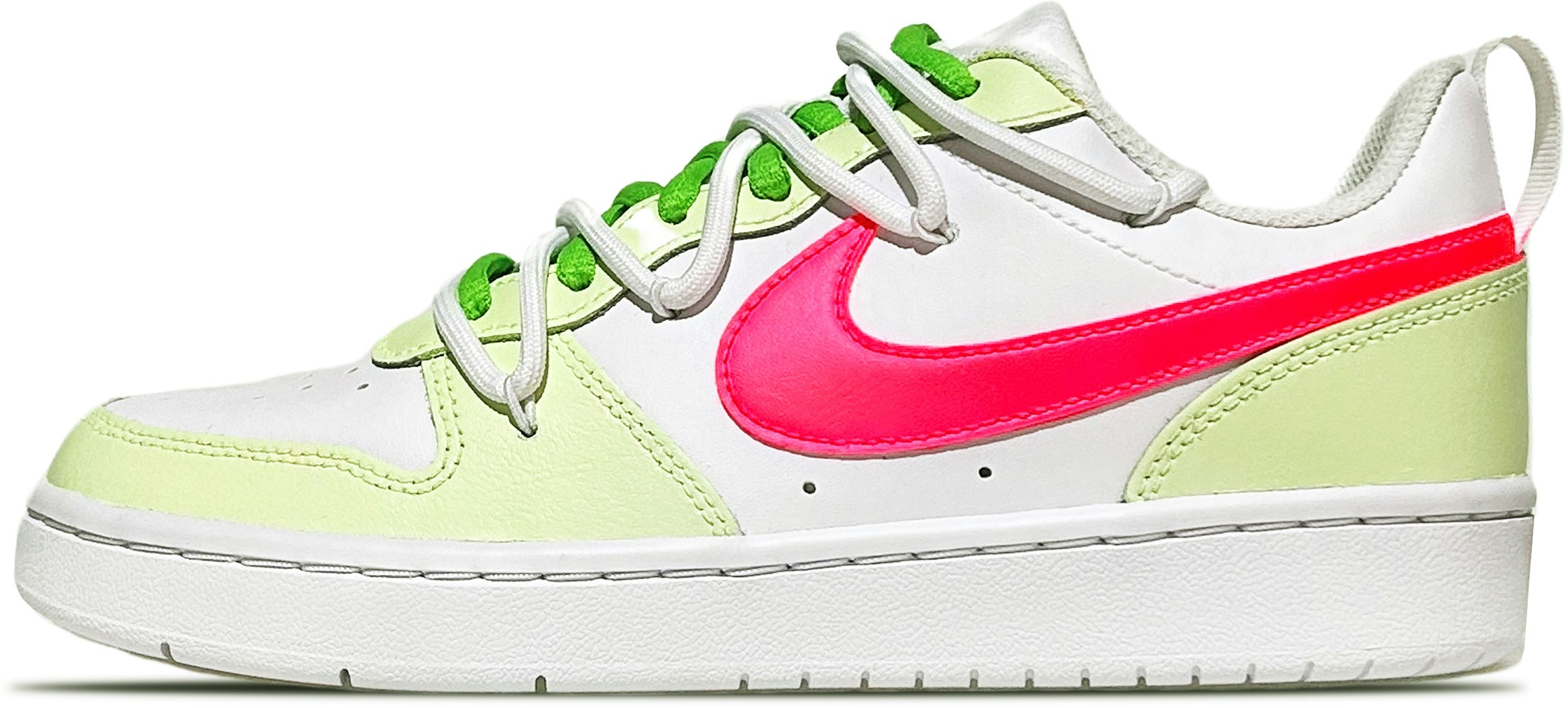 custom-shoes-women-nike-court-borough-low-2-ice-lemon-neon-pink