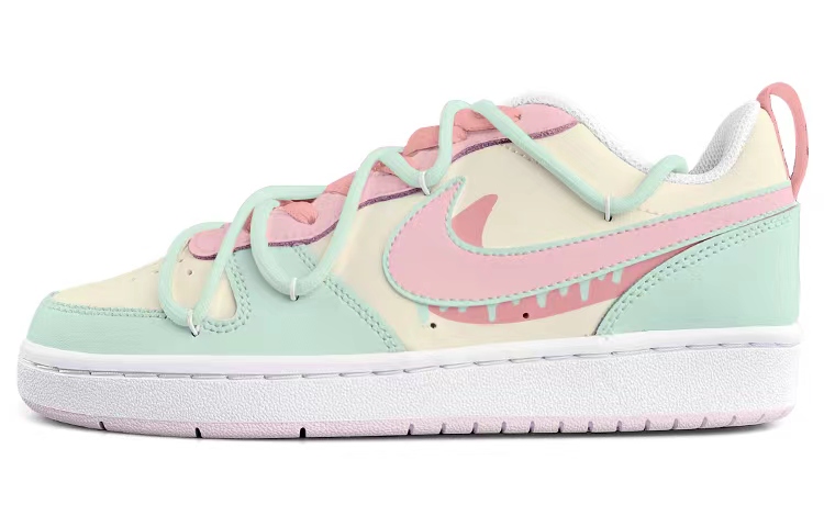 Order (W) [Kasut Custom] Nike Court Borough Low 2 'Macaron Merah Jambu Hijau Kuning' DQ0492-100(Team13-马卡龙)