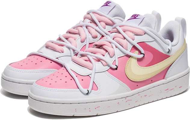 【定制球鞋】 Nike Court Borough Low 2 青春校園 粉玫瑰 鬱金香 潑墨 低幫 板鞋 女款 粉白黃 Order 【定制球鞋】 Nike Court Borough Low 2 青春校園 粉玫瑰 鬱金香 潑墨 低幫 板鞋 女款 粉白黃