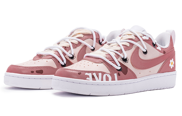 Lookbook (W) [Kasut Custom] Nike Court Borough Low 2 'Retro Girl Graffiti Tali Ganda Pink'. BQ5448-100(TeamB-女款复古女孩脏粉)