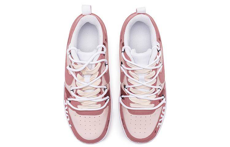 Shop (W) [Kasut Custom] Nike Court Borough Low 2 'Retro Girl Graffiti Tali Ganda Pink'. BQ5448-100(TeamB-女款复古女孩脏粉)