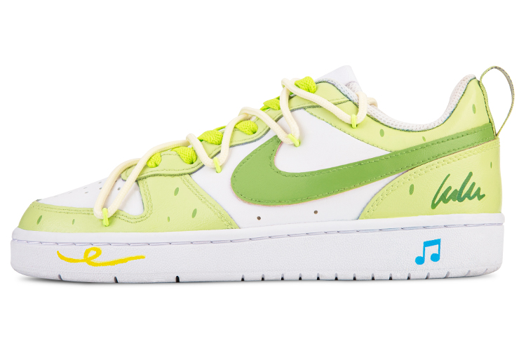 Buy 【訂製球鞋】 Nike Court Borough Low 2 夏日主題 可愛卡通音符 解構綁帶 低筒 板鞋 女款 綠白