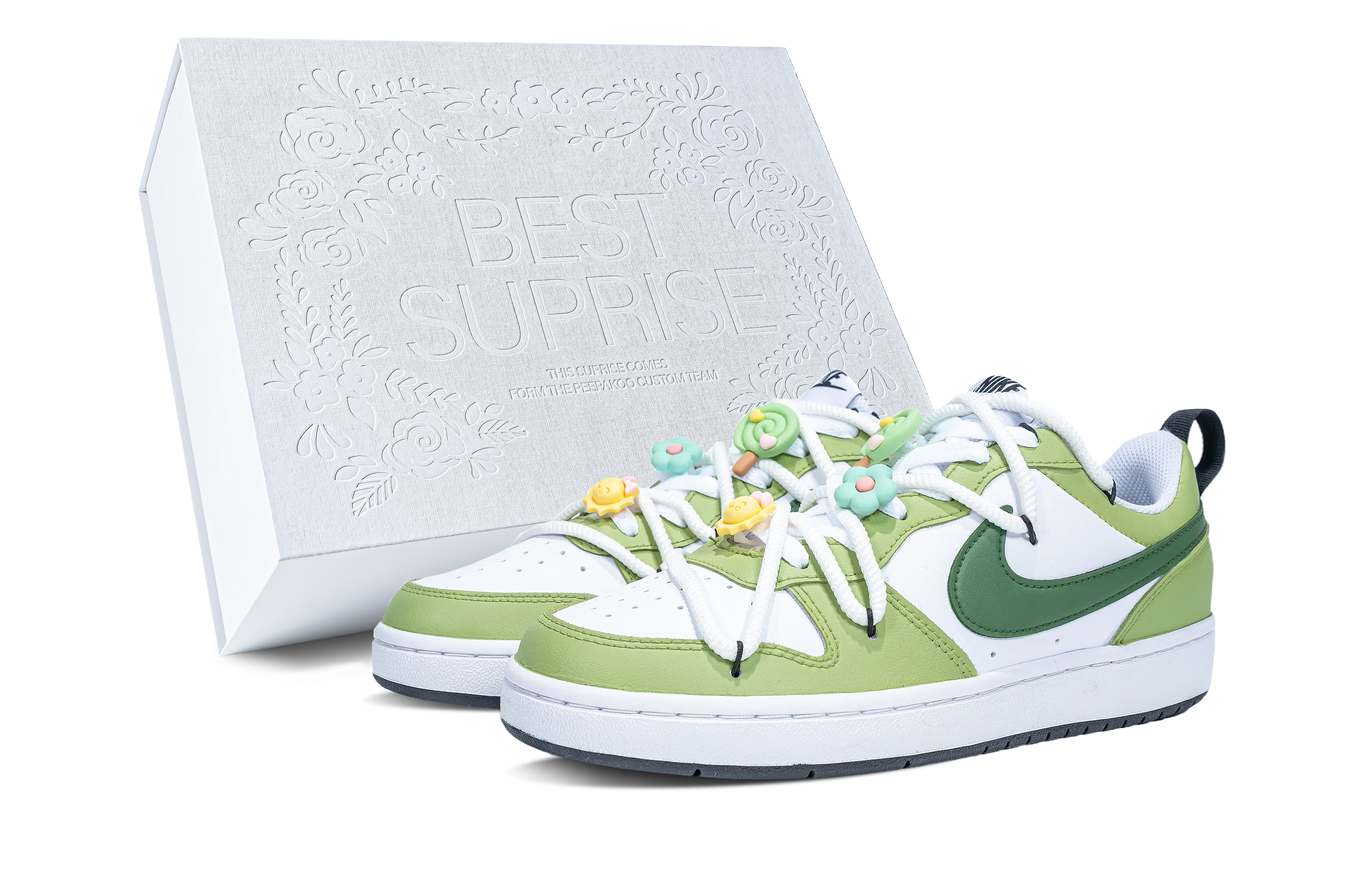 Buy (W) [定制鞋] 耐克 Court Borough Low 2 '宁静森林' BQ5448-104(Team拾陆-女款寂静森林特殊鞋盒)