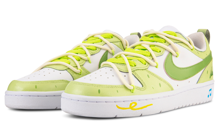 Lookbook 【訂製球鞋】 Nike Court Borough Low 2 夏日主題 可愛卡通音符 解構綁帶 低筒 板鞋 女款 綠白