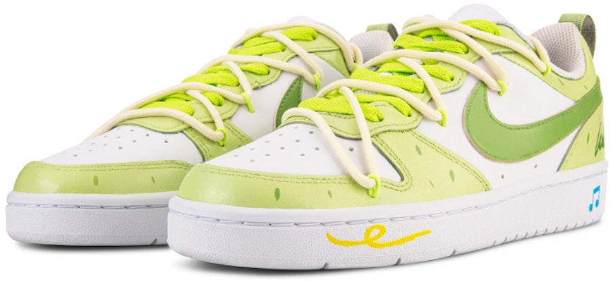 【訂製球鞋】 Nike Court Borough Low 2 夏日主題 可愛卡通音符 解構綁帶 低筒 板鞋 女款 綠白 Lookbook 【訂製球鞋】 Nike Court Borough Low 2 夏日主題 可愛卡通音符 解構綁帶 低筒 板鞋 女款 綠白