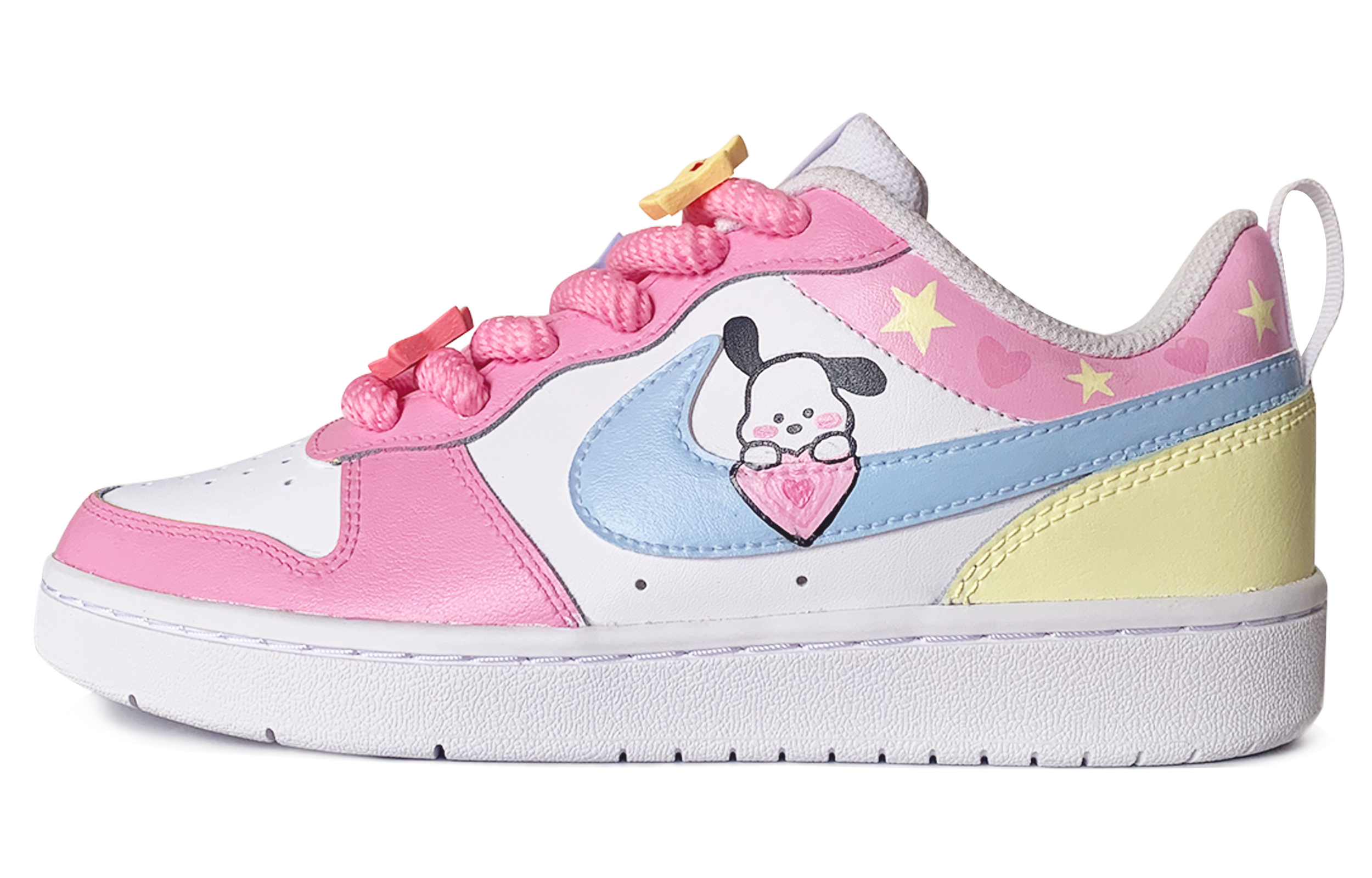 Buy 【客製球鞋】Nike Court Borough Low 2 巴胺星心狗 防滑減震 低筒 板鞋 女款 白粉黃