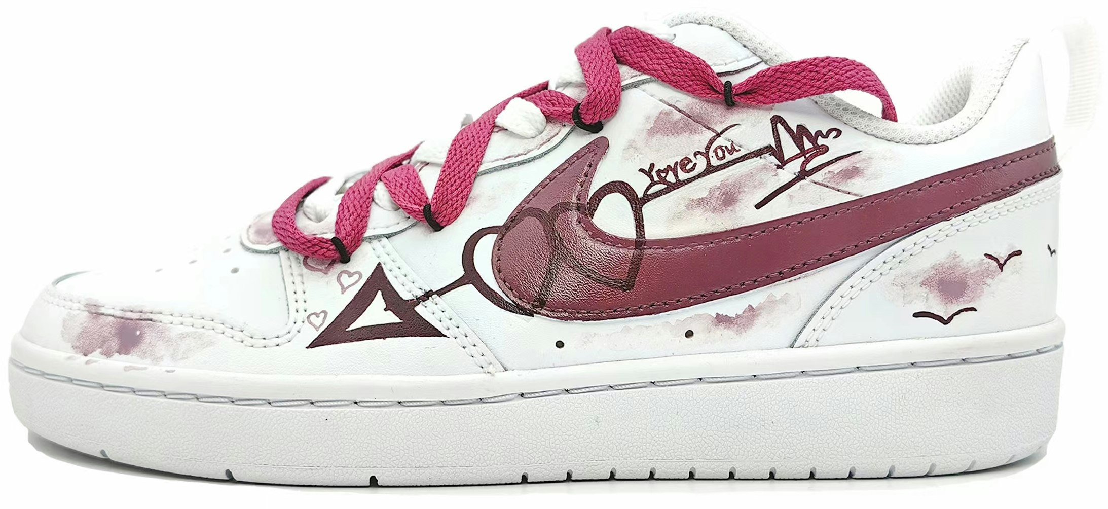 custom-shoes-women-nike-court-borough-low-2-white-pink-bq-5448-100-team136-meet