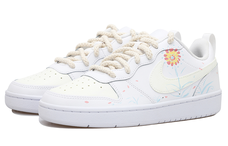 Order (W) Zapatillas Nike Court Borough Low 2 'Blanco Cáñamo Floral' BQ5448-100(Team拾玖-小花S-BOX)