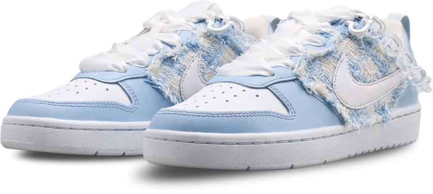 【訂製球鞋】Nike Court Borough Low 2 斷橋殘雪 小香風布料 縫紉工藝 防滑耐磨 低筒 板鞋 女款 白藍 Lookbook 【訂製球鞋】Nike Court Borough Low 2 斷橋殘雪 小香風布料 縫紉工藝 防滑耐磨 低筒 板鞋 女款 白藍