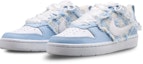 Lookbook 【訂製球鞋】Nike Court Borough Low 2 斷橋殘雪 小香風布料 縫紉工藝 防滑耐磨 低筒 板鞋 女款 白藍