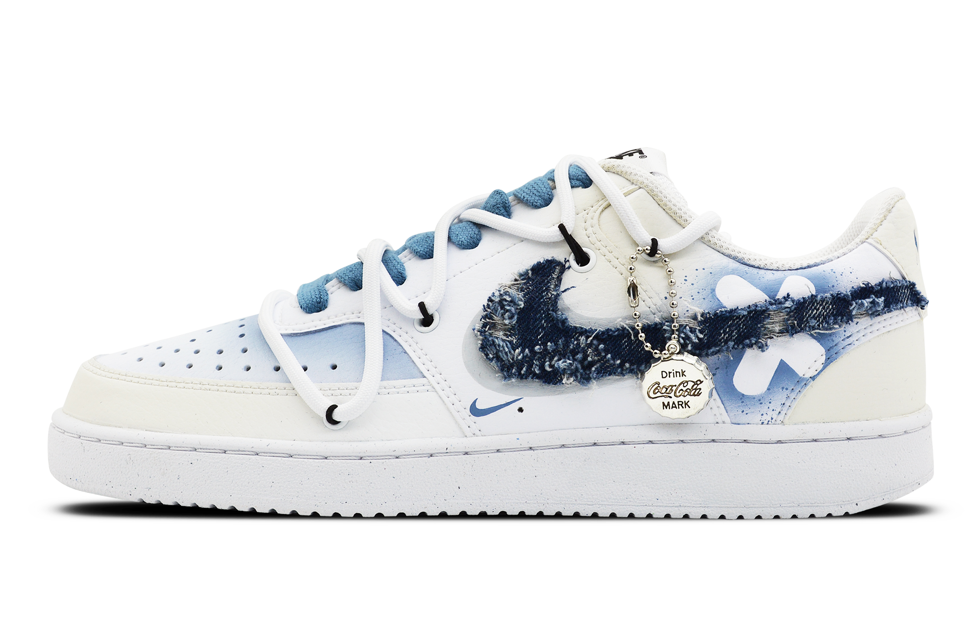 Buy (W) 【定制鞋款】耐克 Court Borough Low 蓝白配色 DH3158-101(Team78-女款流浪诗集）