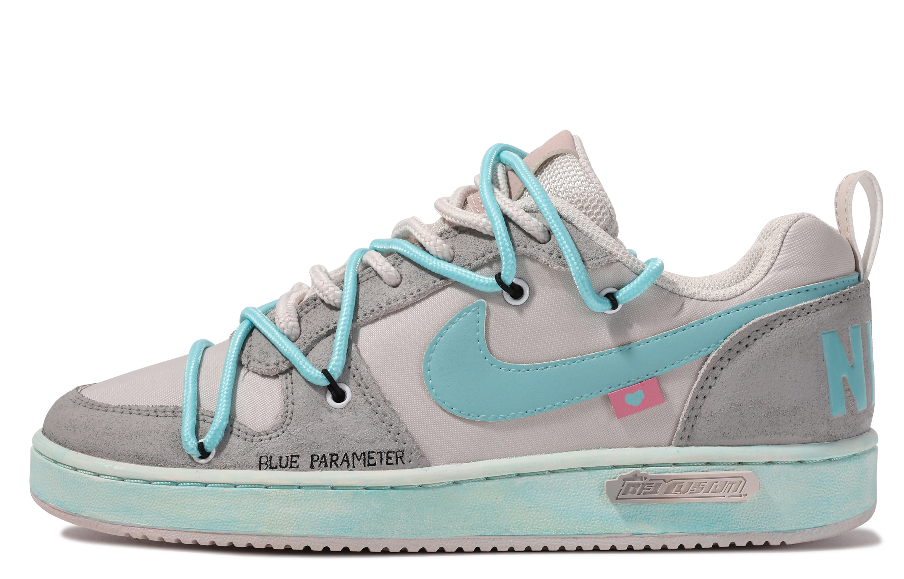 Buy (W) [Kasut Custom] Nike Court Borough Low 'Da Vinci Love Biru-Kelabu' 861533-101(TeamM-蓝色参数-BOX)