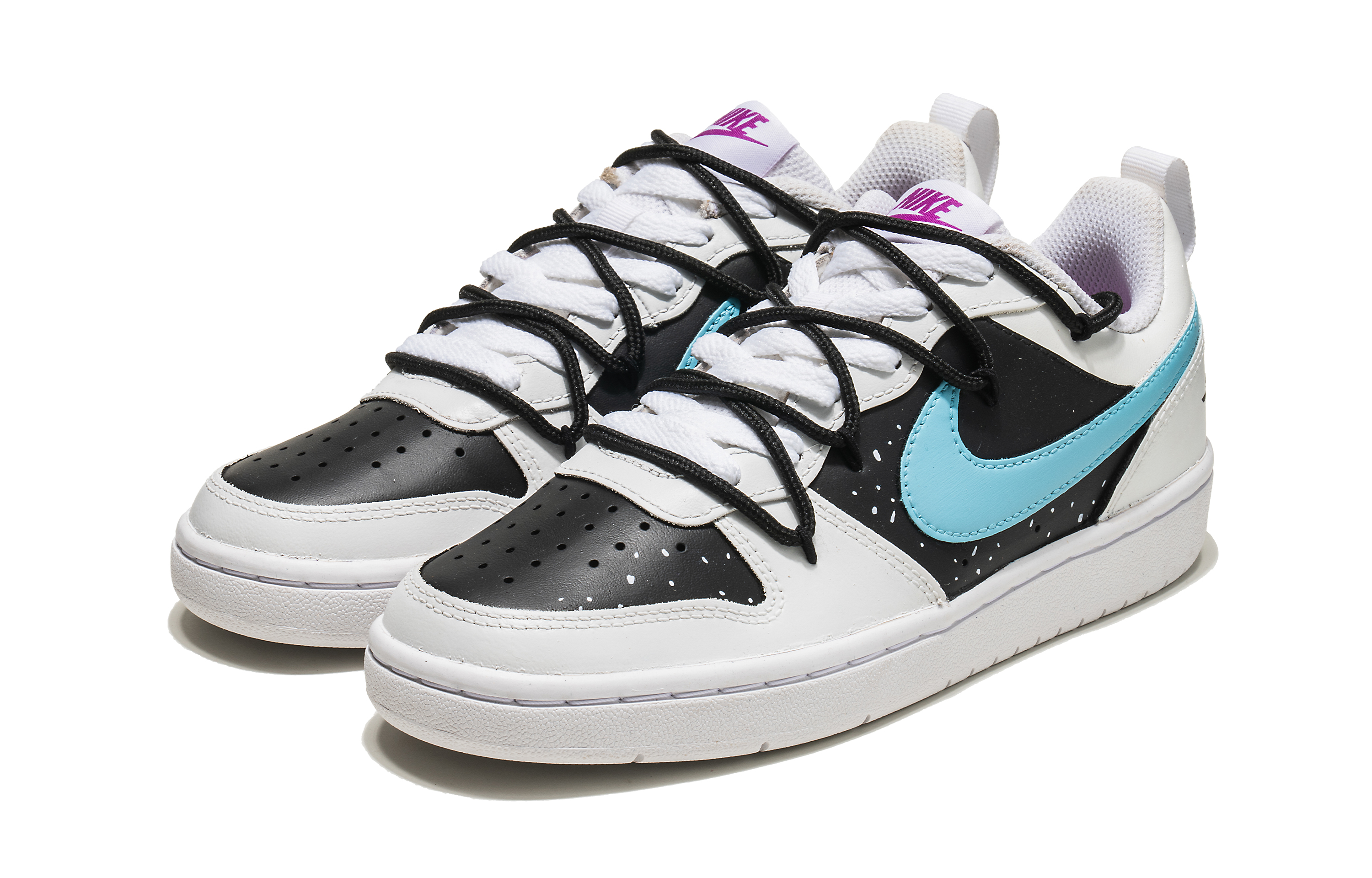 Shop (W) 【カスタムシューズ】（女性用）ナイキコートボローロー デザートローズ - ベビーブルーグラフィティ DQ5979-100(Team182-女款反转熊猫白蓝)