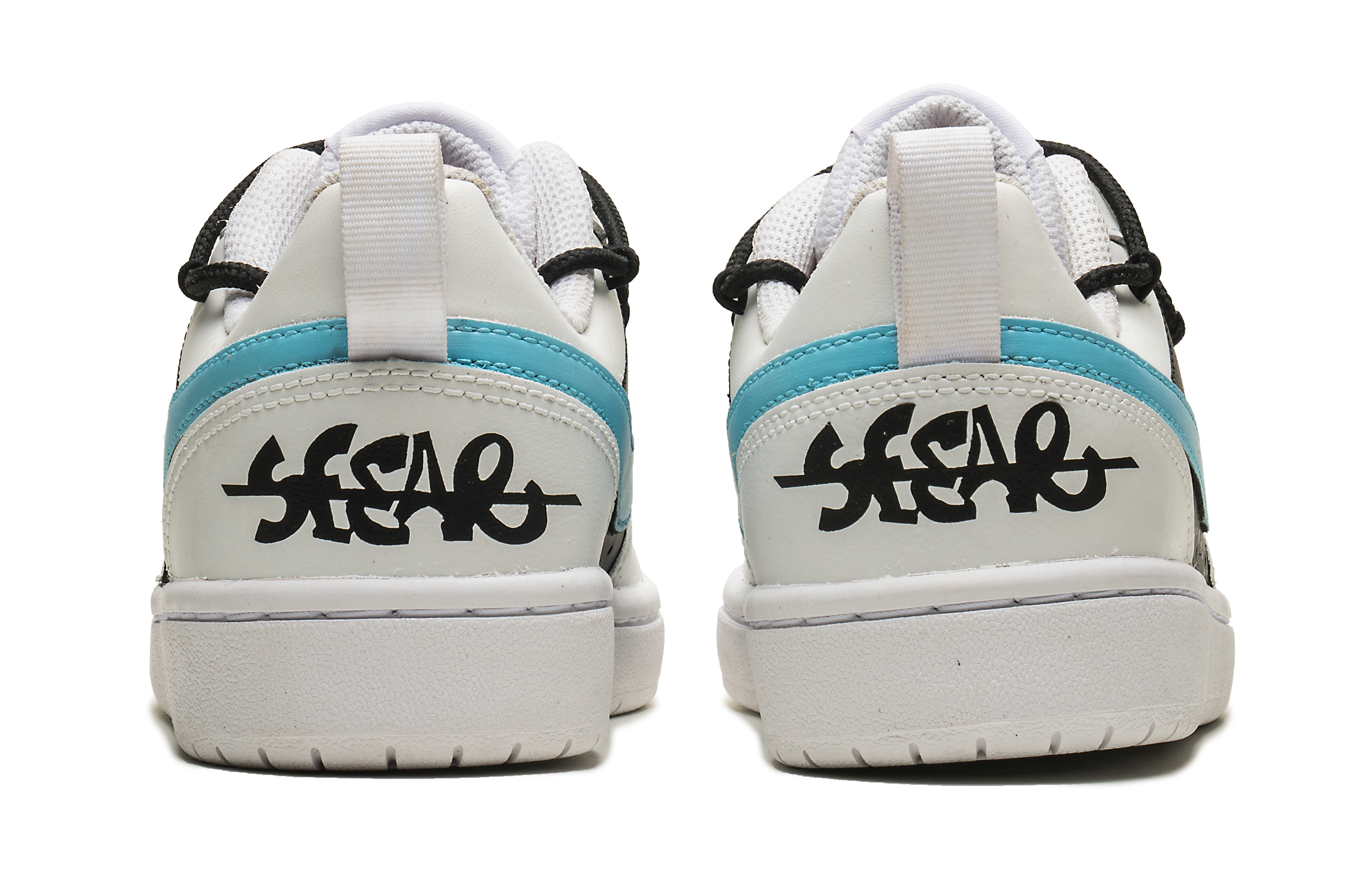 Details for (W) 【カスタムシューズ】（女性用）ナイキコートボローロー デザートローズ - ベビーブルーグラフィティ DQ5979-100(Team182-女款反转熊猫白蓝)