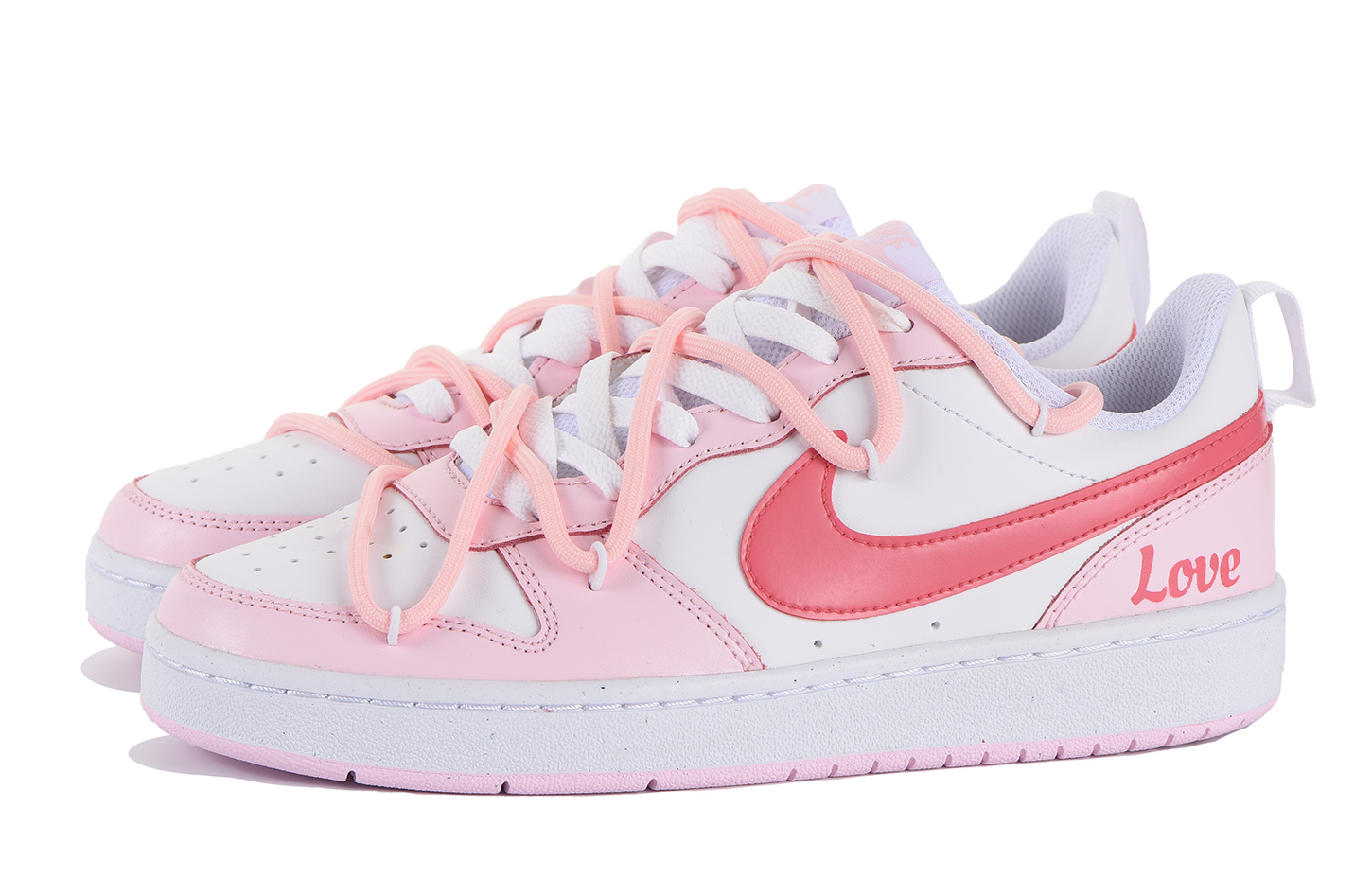 Lookbook 【客製化球鞋】 Nike Court Borough 高街 Vibe風 低筒 板鞋 女款 粉白