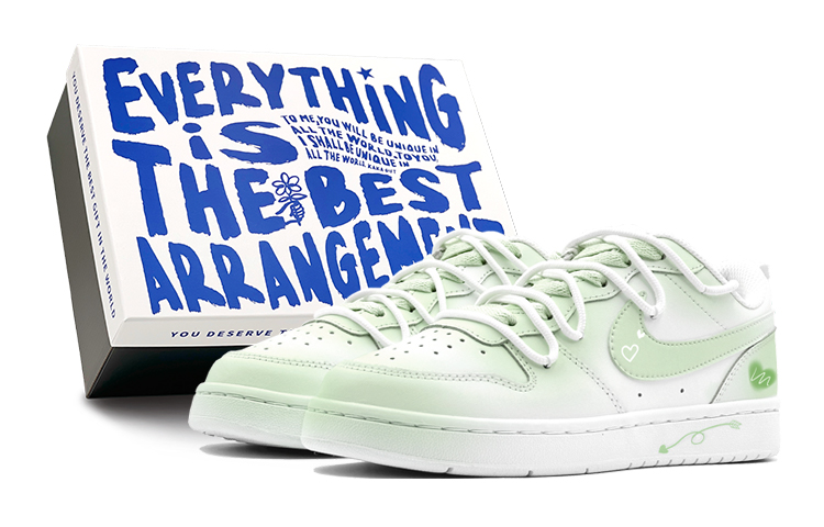 Buy (W) [Sepatu Kustom] Nike Court Borough Low 'Mint Hijau Gradasi - Putih Coklat' DQ5979-100-465950