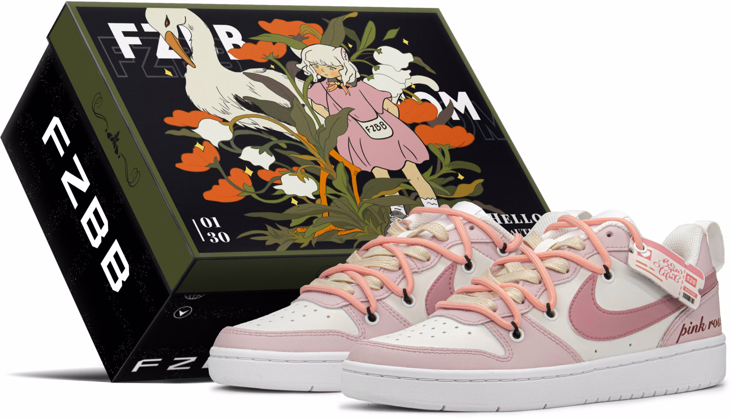 custom-shoes-women-nike-court-borough-low-pink-rose
