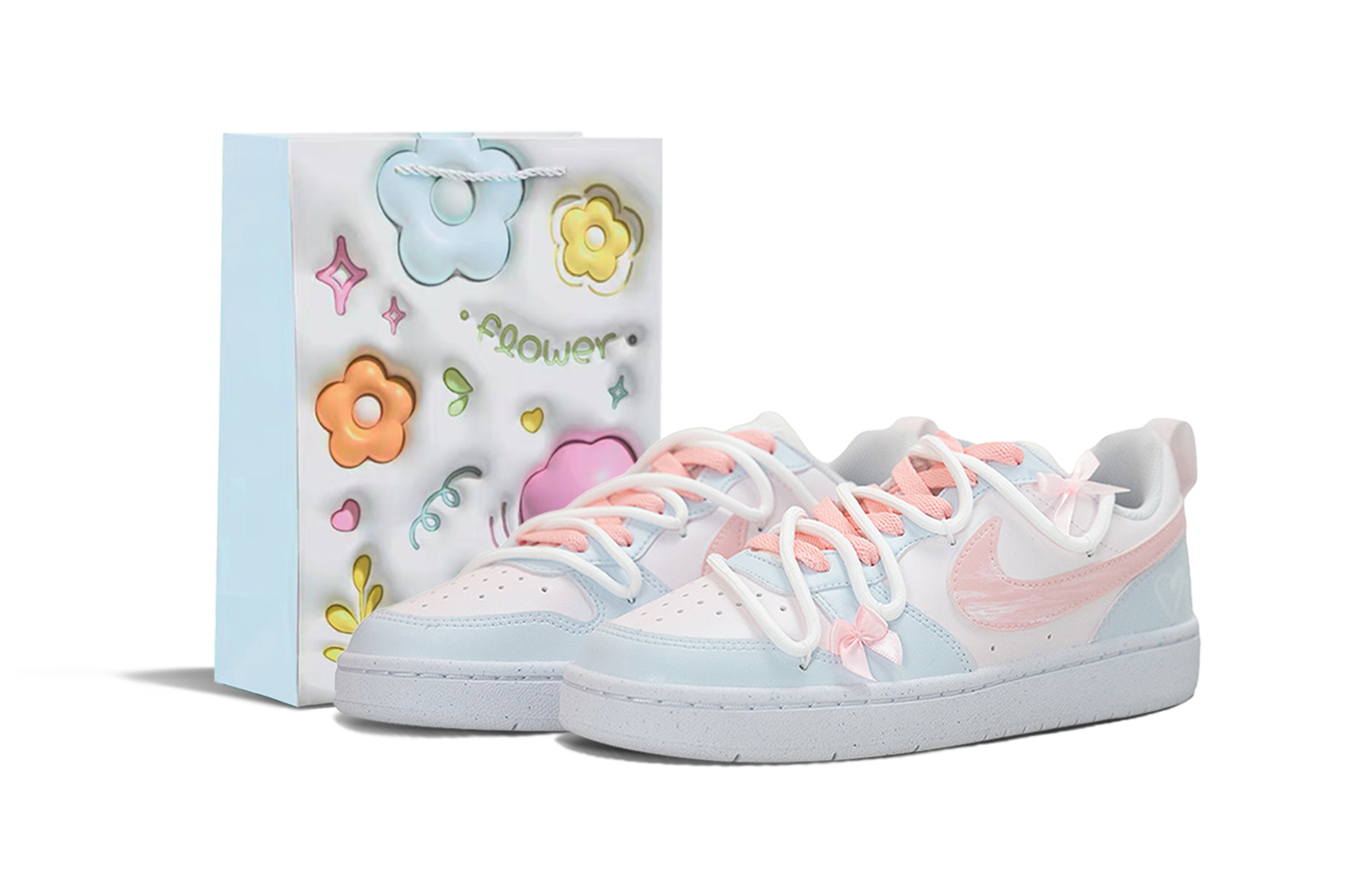 [Custom Shoes] (W) Nike Court Borough Low 'Pink Blue Kiss'