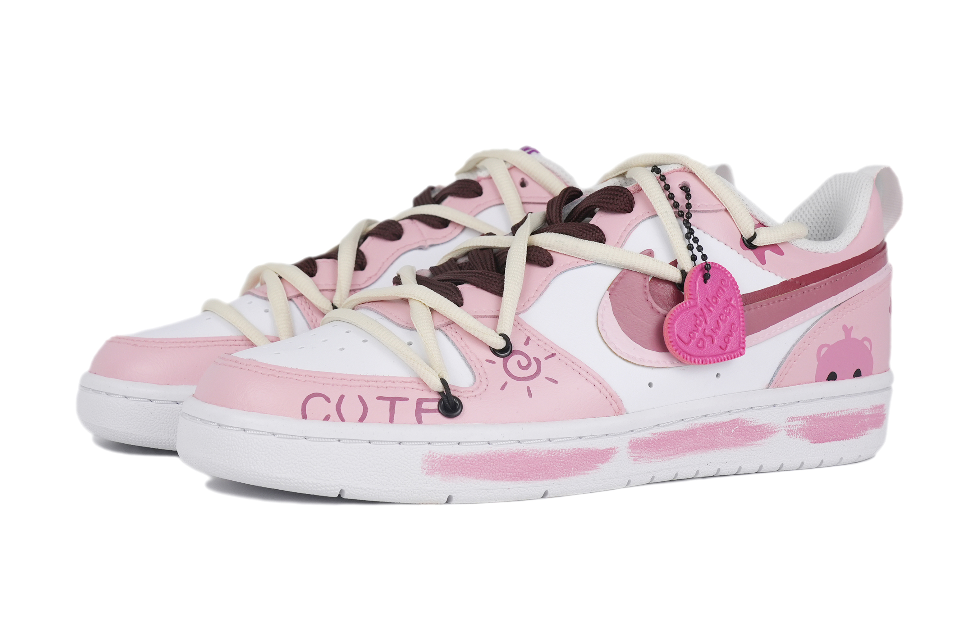 [Custom Shoes] (W) Nike Court Borough Low 'Pink White Lucky Custom' 圖 4