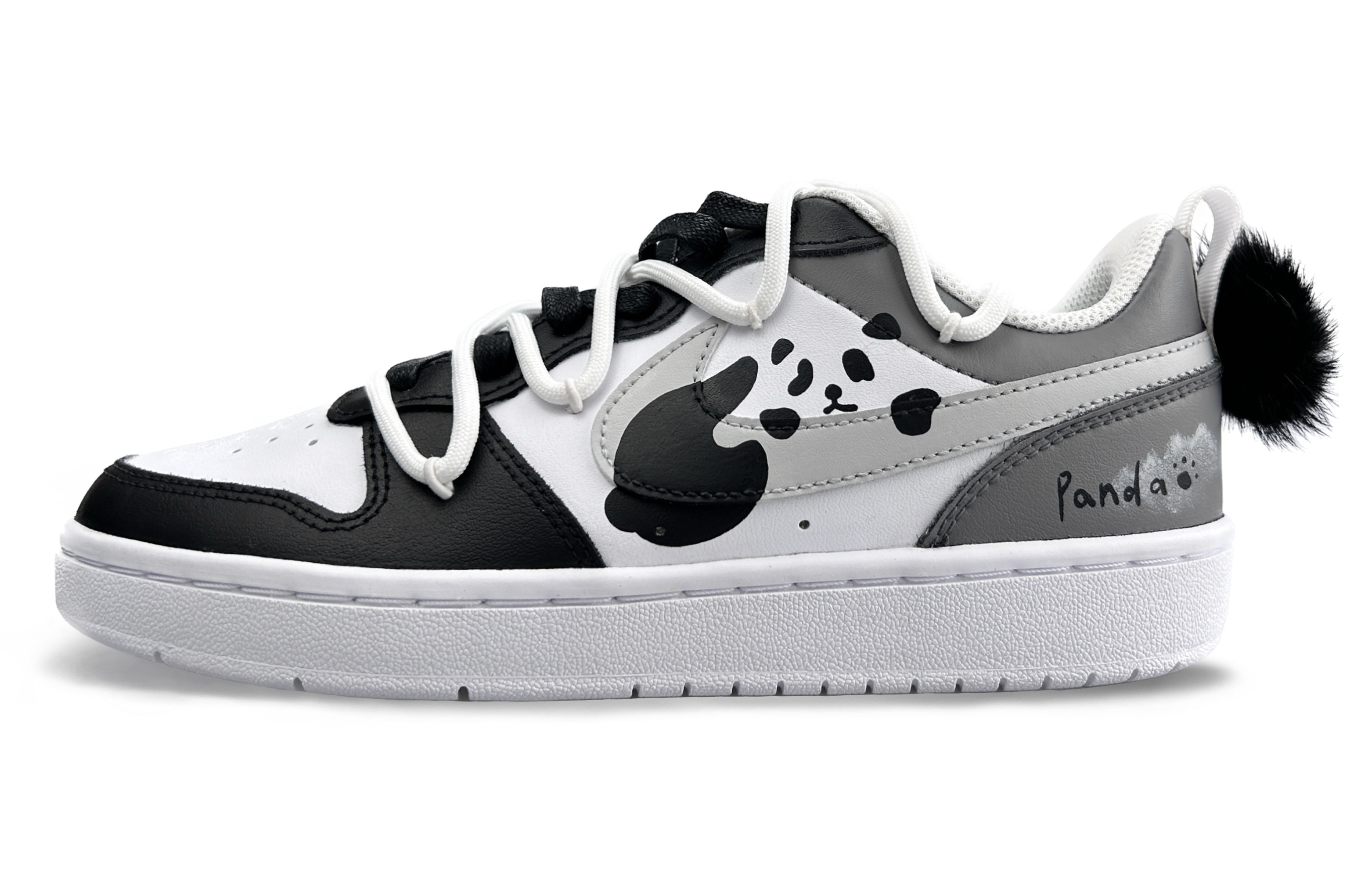 Order (W) [Nike Kasut Custom] Nike Court Borough Low 'Panda Riang' BQ5448-100(Team220-调皮小熊猫)