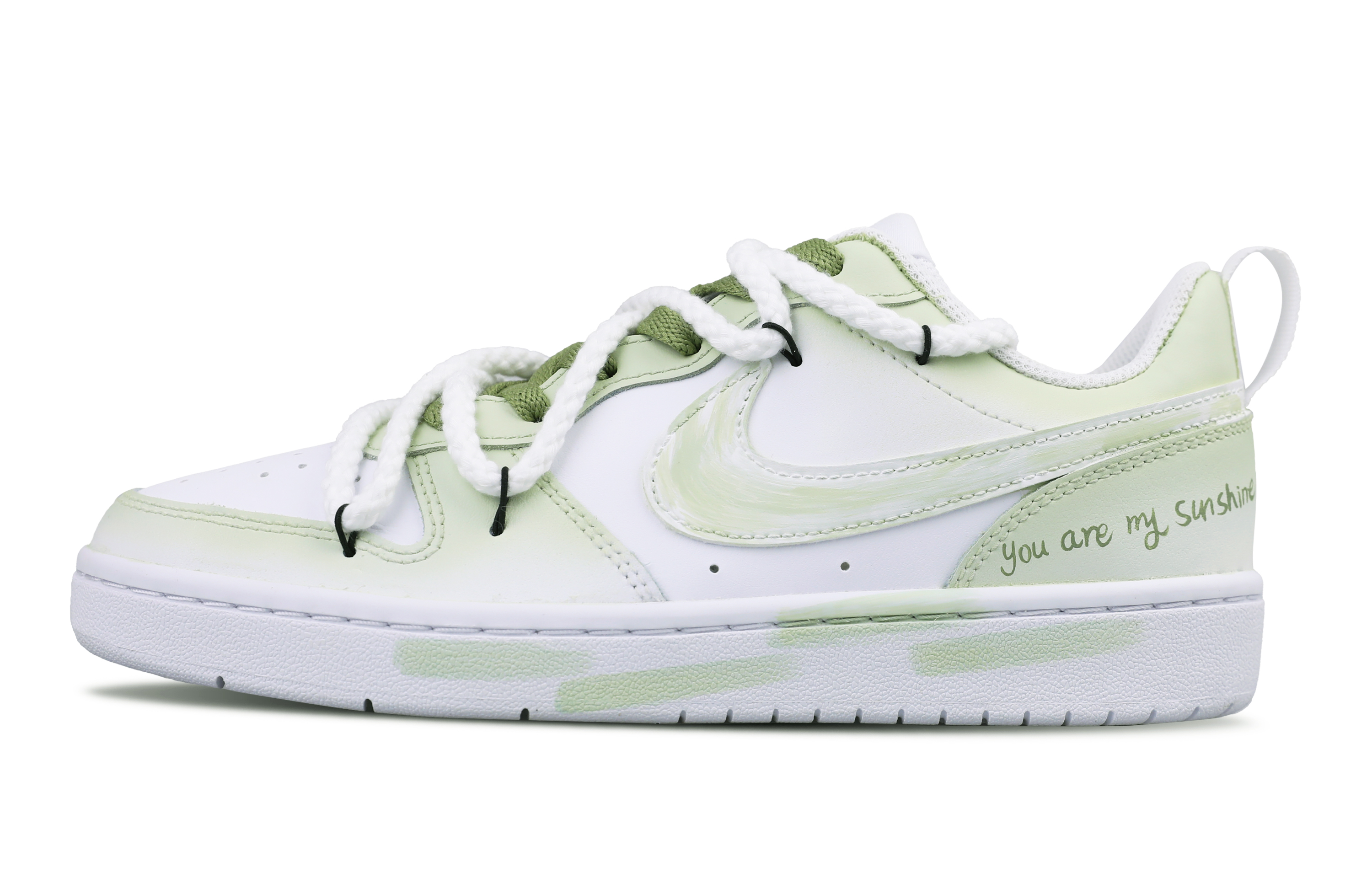 Order 【定製球鞋】 Nike Court Borough 春日紀憶 清新 字母 休閒百搭 特殊鞋盒 低筒 板鞋 女款 白綠