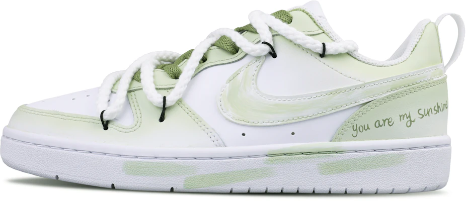 【定製球鞋】 Nike Court Borough 春日紀憶 清新 字母 休閒百搭 特殊鞋盒 低筒 板鞋 女款 白綠 Order 【定製球鞋】 Nike Court Borough 春日紀憶 清新 字母 休閒百搭 特殊鞋盒 低筒 板鞋 女款 白綠