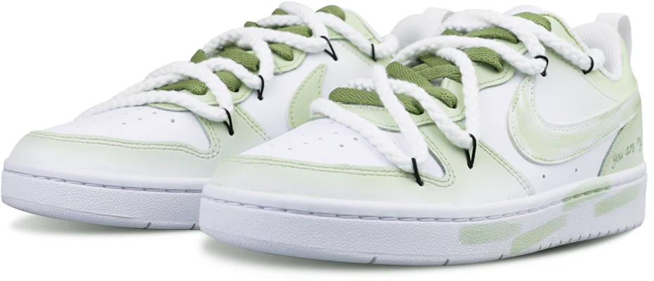 【定製球鞋】 Nike Court Borough 春日紀憶 清新 字母 休閒百搭 特殊鞋盒 低筒 板鞋 女款 白綠 Shop 【定製球鞋】 Nike Court Borough 春日紀憶 清新 字母 休閒百搭 特殊鞋盒 低筒 板鞋 女款 白綠