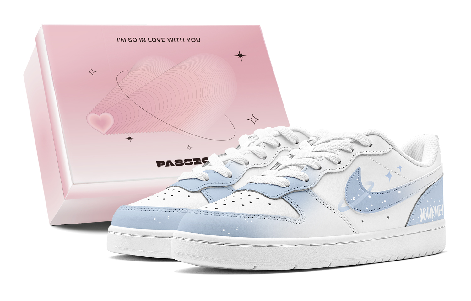 Buy (W) [定制鞋] 耐克Court Borough Low '夏日星空蓝-白' BQ5448-100(TeamS-星辰繁星S-BOX)